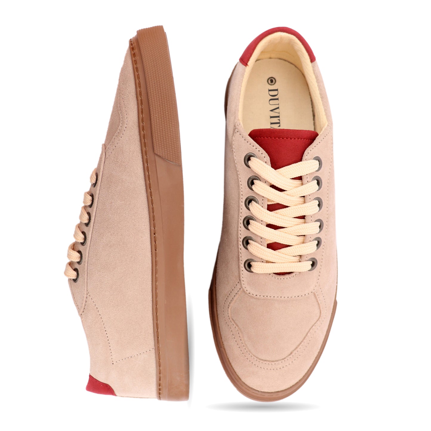 Comfort Lace up Beige/Burgundy
