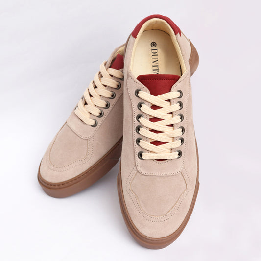 Comfort Lace up Beige/Burgundy